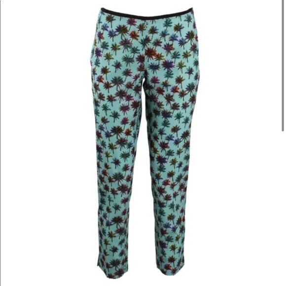 Dorothea Schumacher Women's Size 2 Yellow Capri Psychedelic Palm Trees Pant - Picture 5 of 7